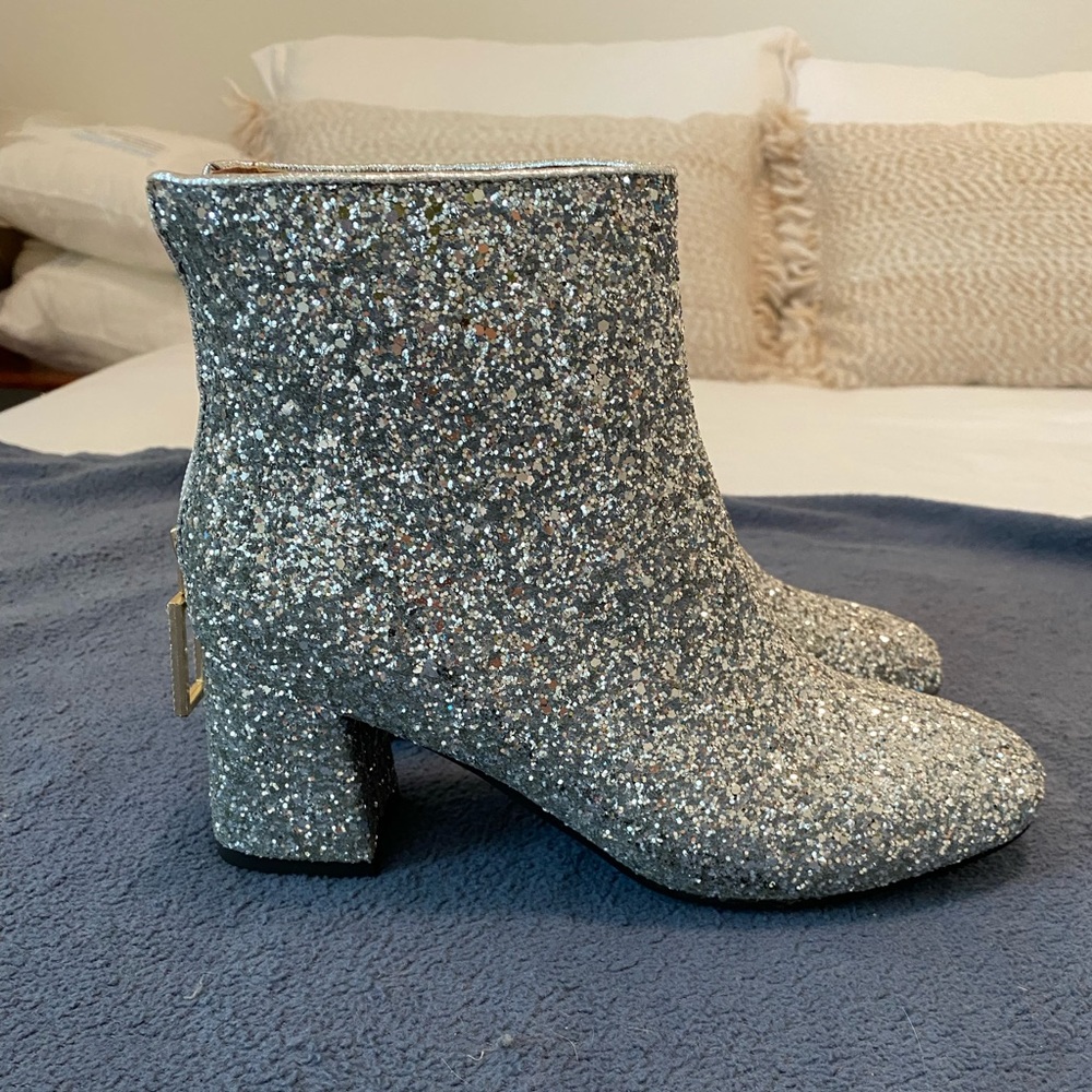 Silver Glitter Ankle Booties